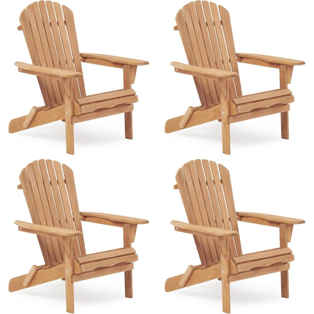 Adirondack Chair Wood - Juego de 4 Sillas Adirondack Clásicas,