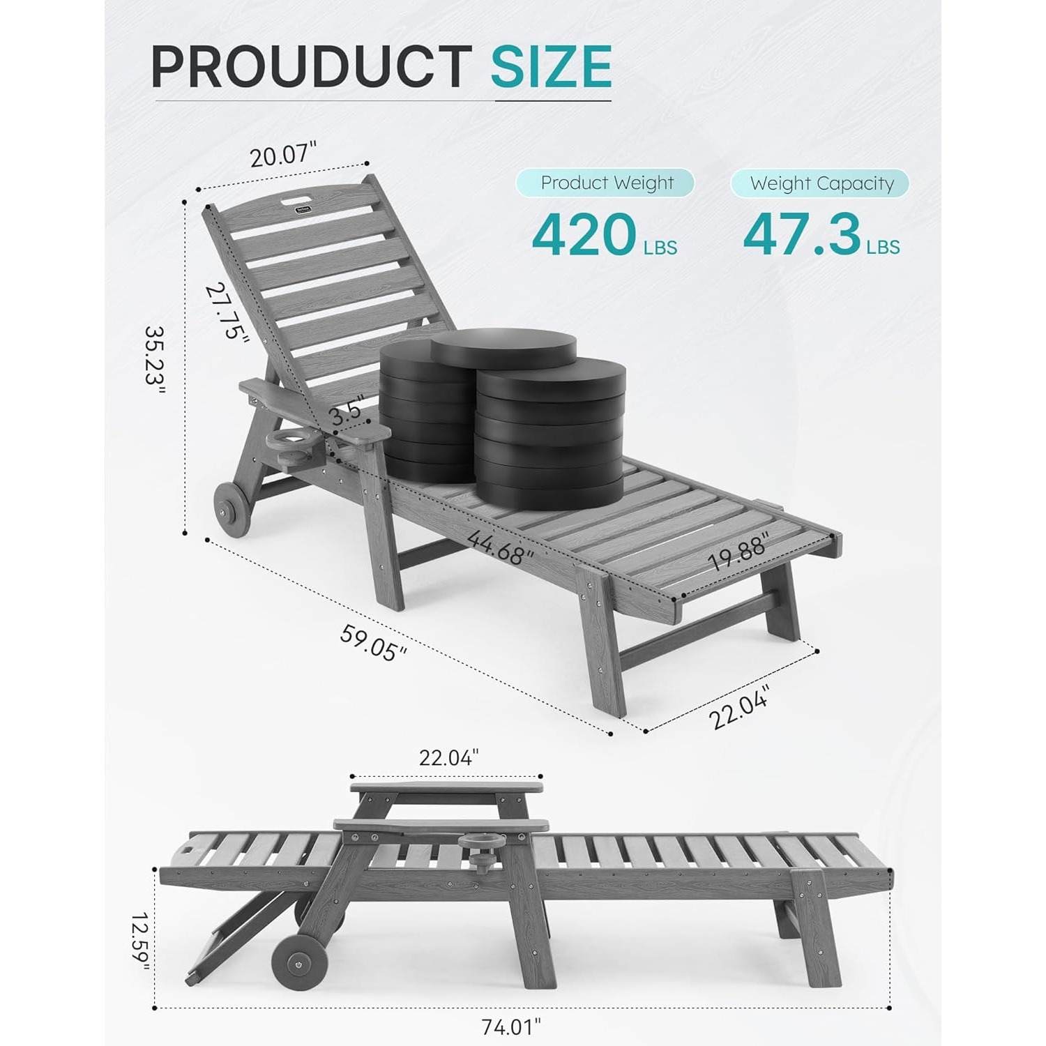Outdoor Furniture Hdpe - Silla de Patio con Ruedas, Silla