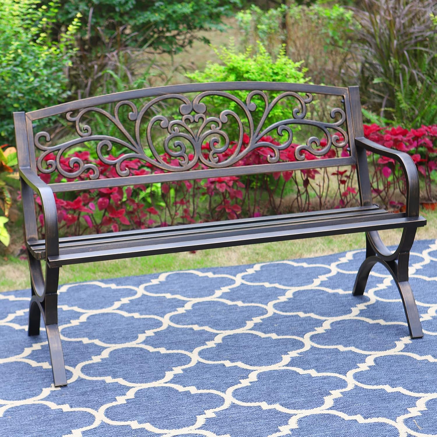 Outdoor Furniture Iron - Banco de jardín de bronce de