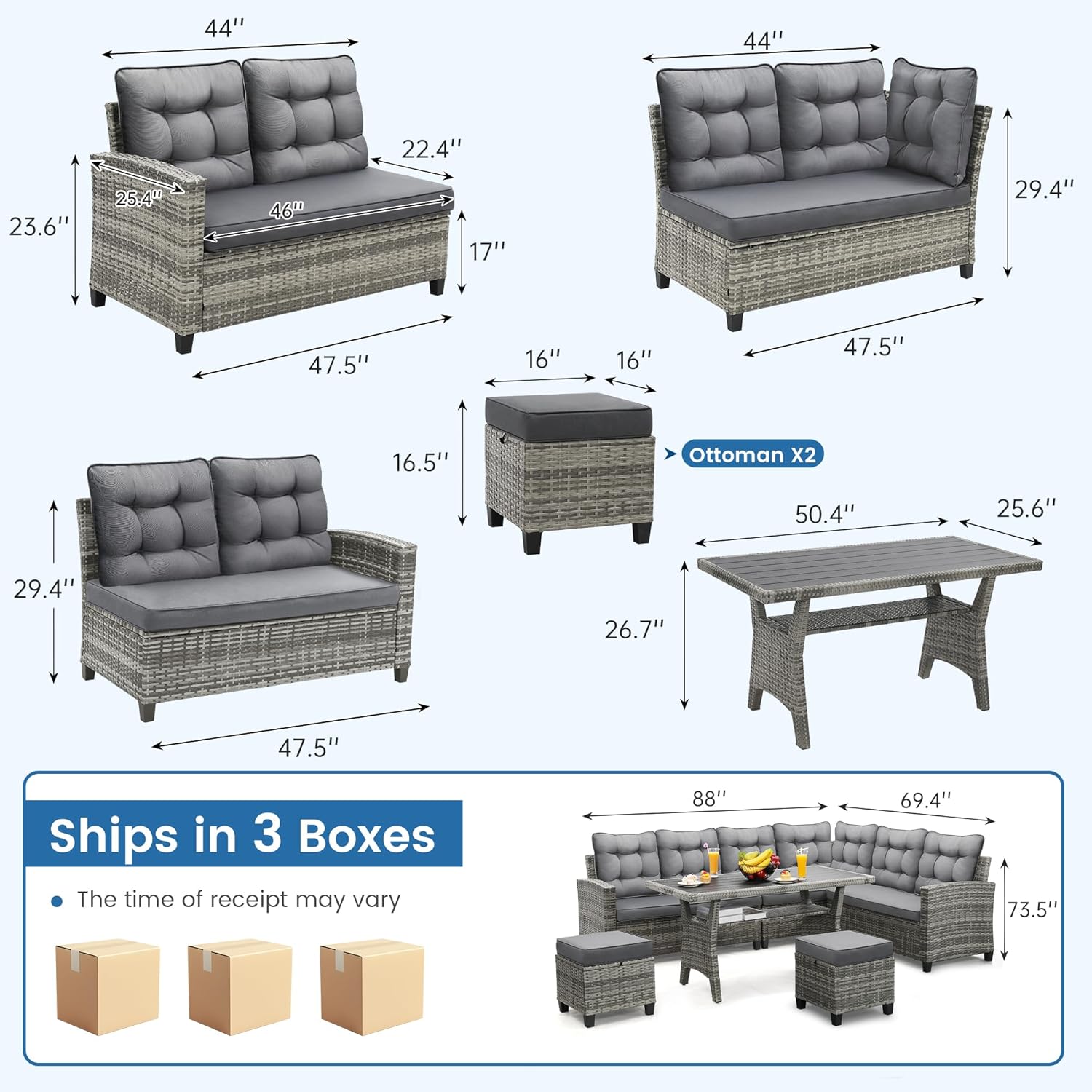 Juego de muebles de patio de 6 - Outdoor Furniture Bali reseña y precio