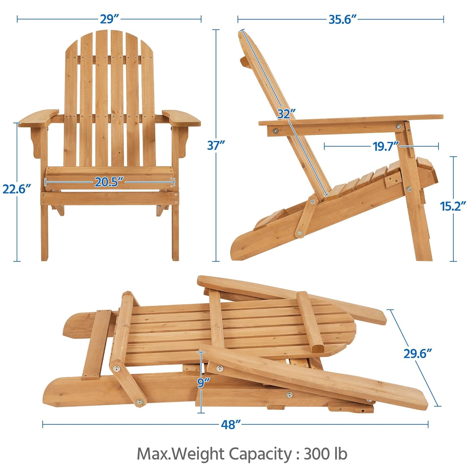 Juego de 2 Sillas Adirondack P - Adirondack Chair Wood reseña y precio