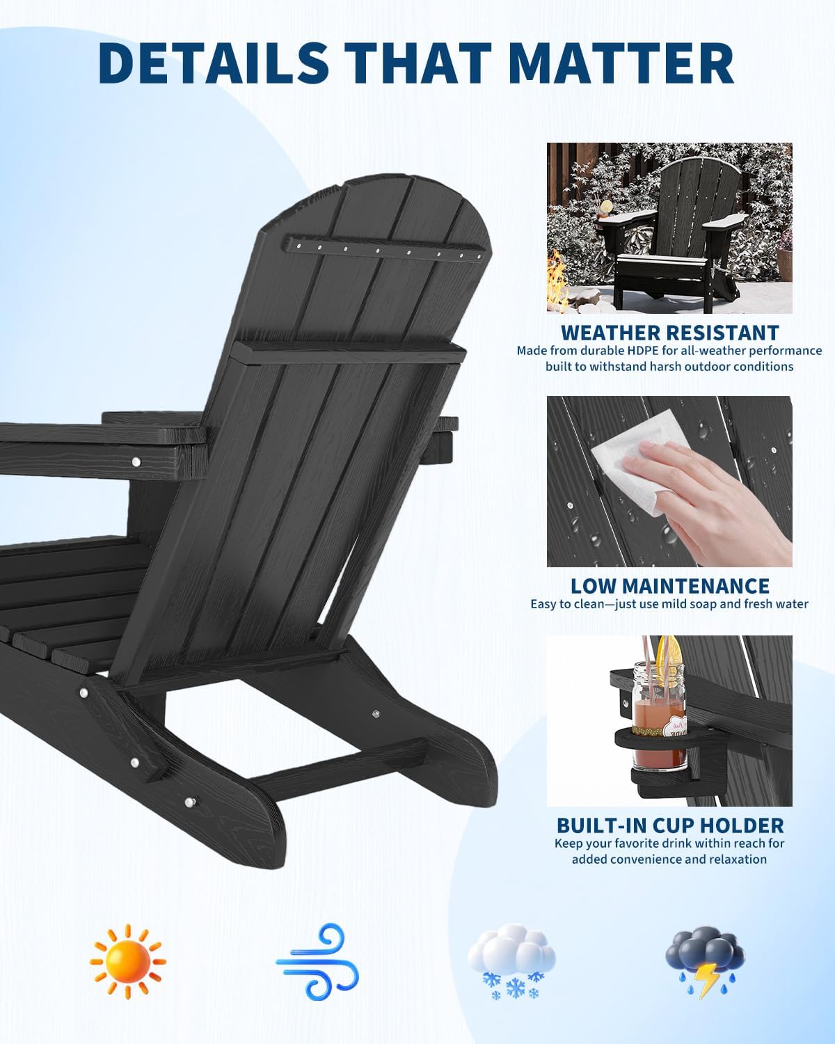 Silla Adirondack Plegable de P - Outdoor Furniture Hdpe reseña y precio