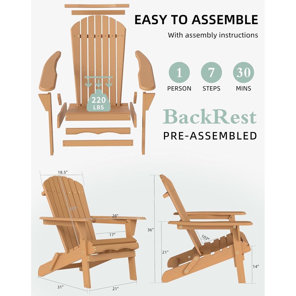 Juego de 4 Sillas Adirondack C - Adirondack Chair Wood reseña y precio