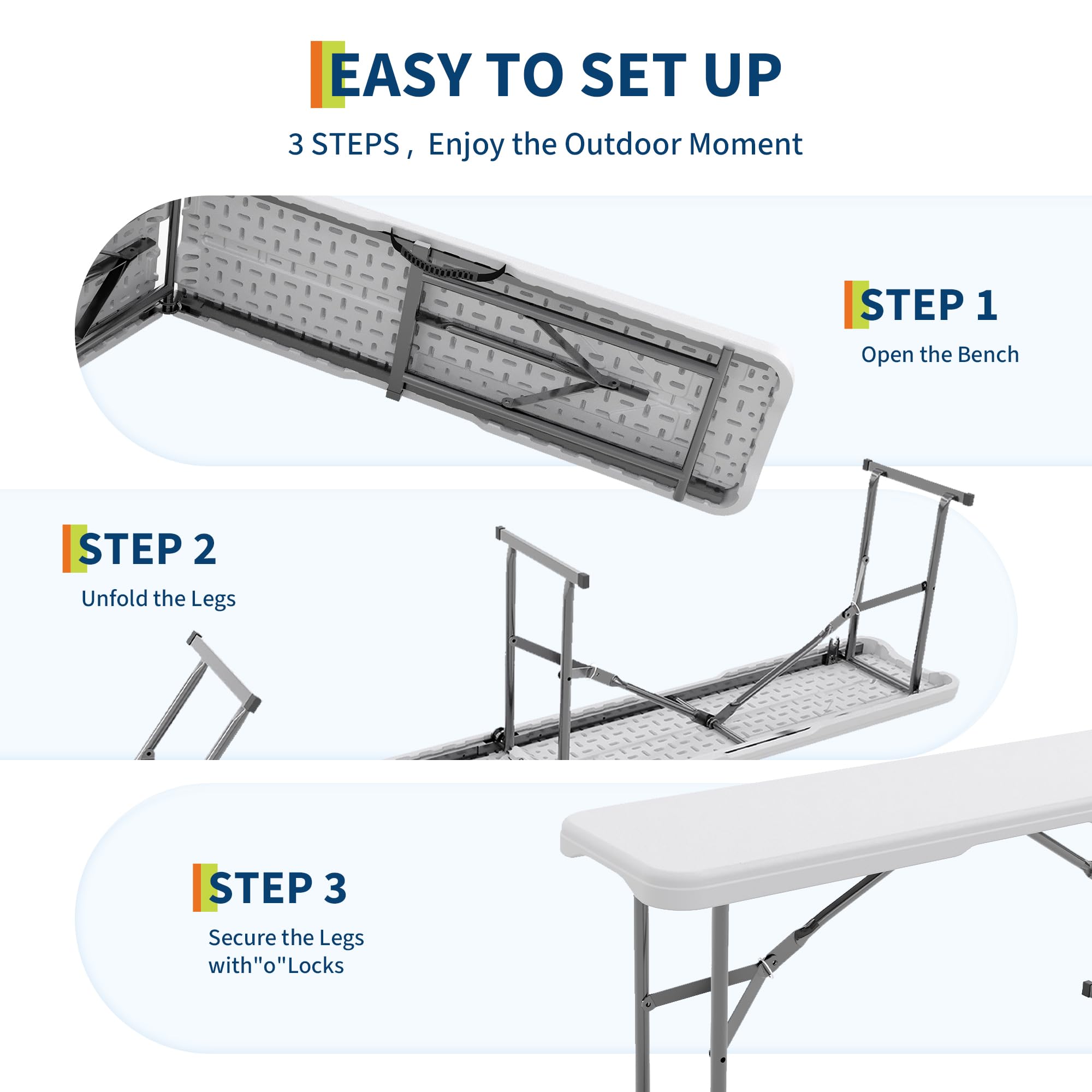 Paquete de 2 bancos plegables  - Outdoor Furniture Hdpe reseña y precio