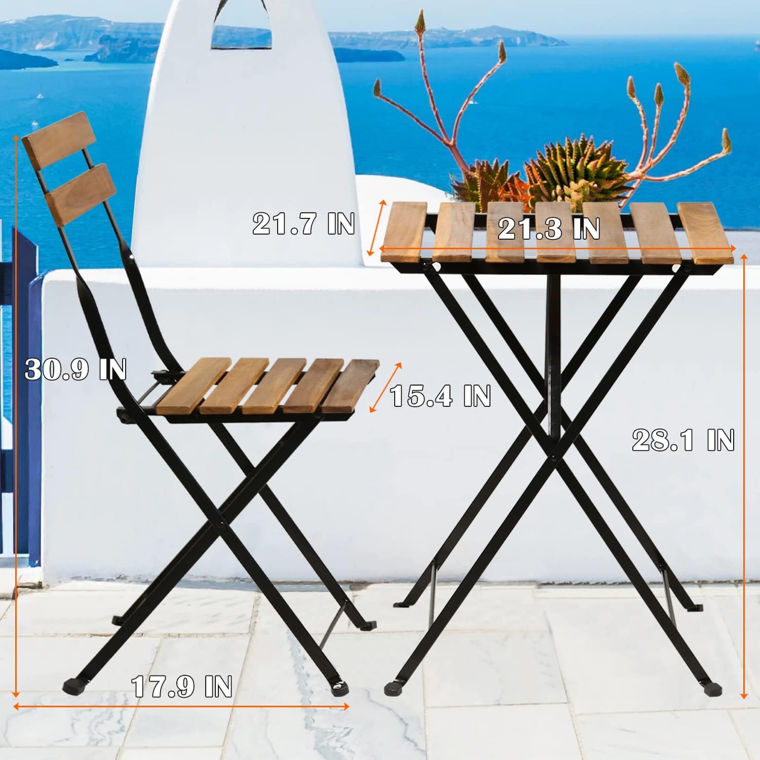 Conjunto de bistró plegable de - Outdoor Furniture Table And Chairs reseña y precio