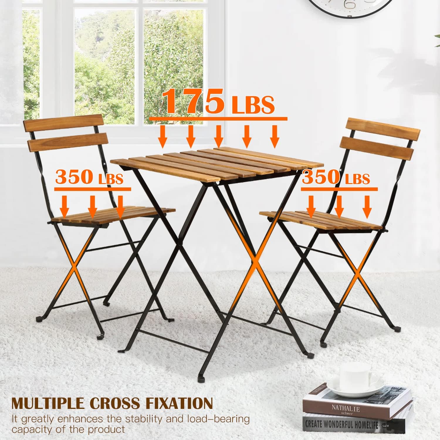 Conjunto de bistró plegable de - Outdoor Furniture Table And Chairs reseña y precio