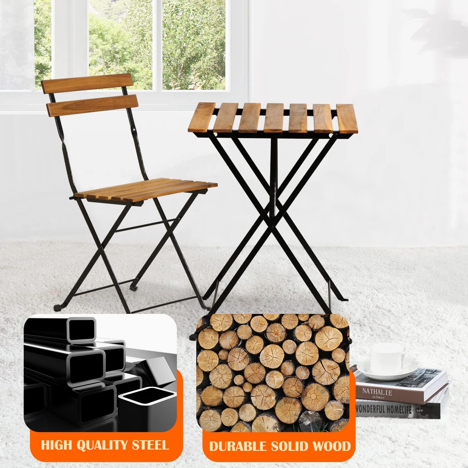 Conjunto de bistró plegable de - Outdoor Furniture Table And Chairs reseña y precio