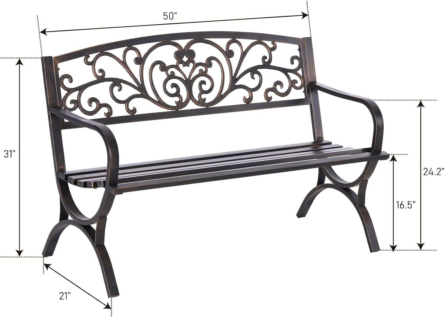 Banco de jardín de bronce de 5 - Outdoor Furniture Iron reseña y precio