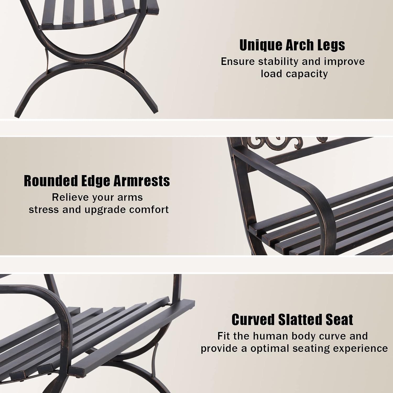 Banco de jardín de bronce de 5 - Outdoor Furniture Iron reseña y precio