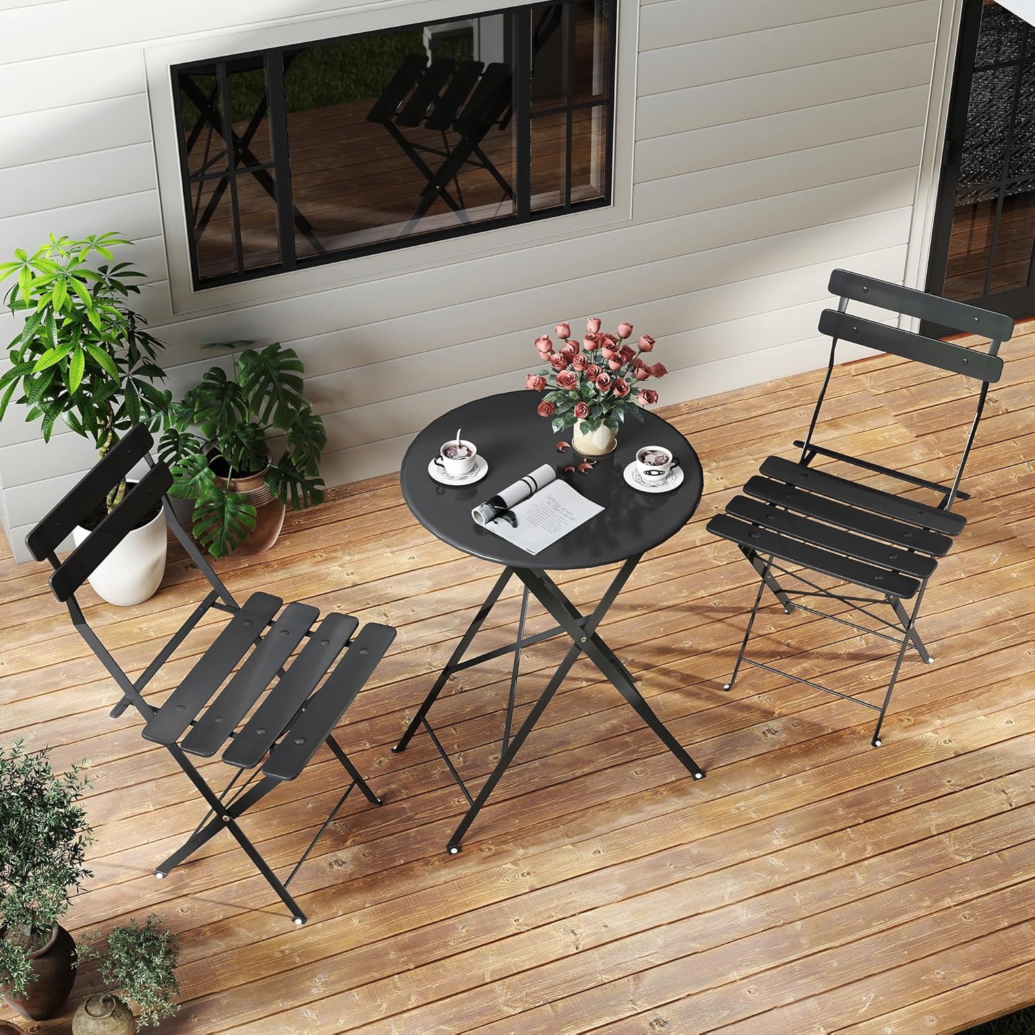 Conjunto de bistró plegable pa - Outdoor Furniture Table And Chairs reseña y precio