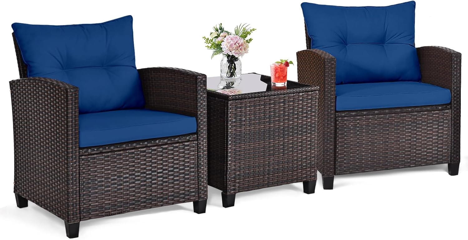 Conjunto bistro de mimbre de r - Outdoor Furniture Weatherproof reseña y precio