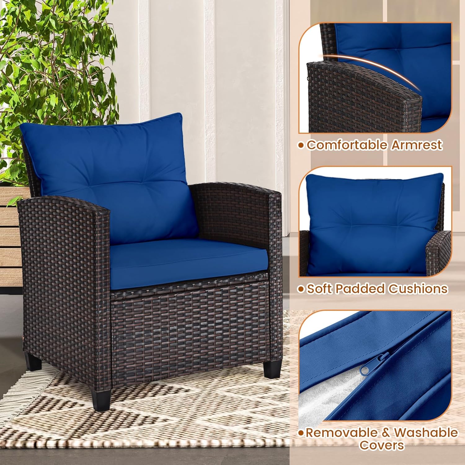 Conjunto bistro de mimbre de r - Outdoor Furniture Weatherproof reseña y precio